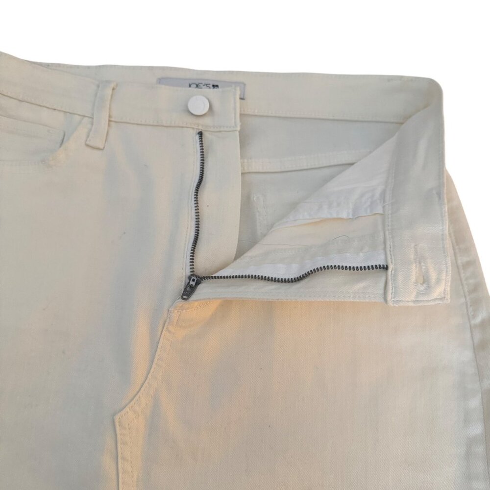 Joe's Jeans High-Rise Cream Denim Skirt Women's Frayed Hem & Front Slit Size 27 - Picture 3 of 8